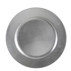 Assiette décorative argent en plastique Mila - Ø 33 cm