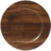 Assiette décorative en polypropylène aspect bois brun - Ø 33 cm