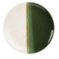 Assiette plate Canopée coloris vert en grès - Ø 27,5 cm
