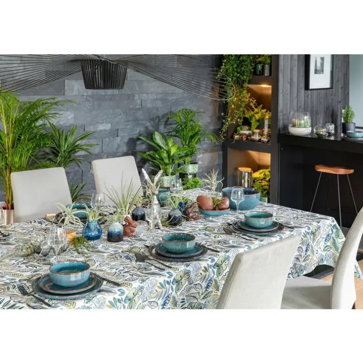 Assiette plate coloris bleu en grès réactif Volga - Ø 27 cm