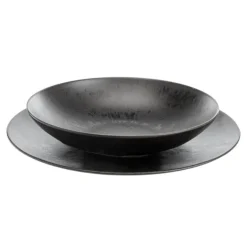 Assiette plate en grès réactif coloris noir Onyx – Ø 27 cm