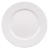 Assiette plate en porcelaine blanche et contour strié Lina - Ø 27 cm