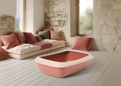 Bac à litière avec rebord pour chat coloris champagne Savic Iriz - 50 x 37 x 14 cm