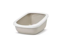 Bac à litière pour chat coloris beige en plastique Aseo Jumbo - 67,5 x 48,5 x 28 cm