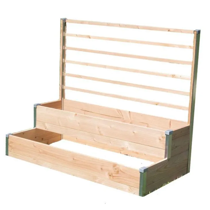 Bac de jardinage à 2 étages en bois avec treillis Mon Petit Potager gamme Design - 125 x 60 x 100 cm