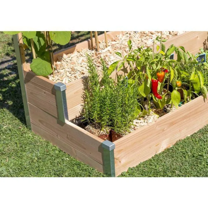 Bac de jardinage à 2 étages en bois avec treillis Mon Petit Potager gamme Design - 125 x 60 x 100 cm