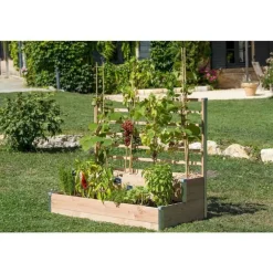 Bac de jardinage à 2 étages en bois avec treillis Mon Petit Potager gamme Design - 125 x 60 x 100 cm