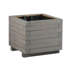 Bac Madrier carré mélèze cérusé gris 40x40x35,5 cm