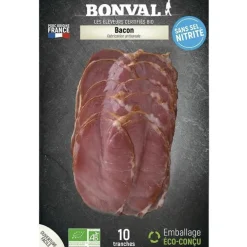 Bacon sans sel nitrité 10 tranches Bonval - 100 g