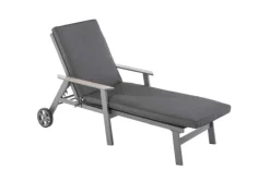 Bain de soleil Jasmin coloris gris en aluminium et bois - 189,5 x 83 x 54.5 cm