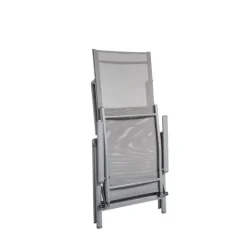 Bain de soleil pliant en aluminium et textilène coloris gris Rosa - 136 x 74 x 107 cm