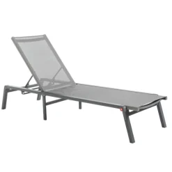 Bain de soleil pliant en aluminium gris - 195 x 62 x 31 cm