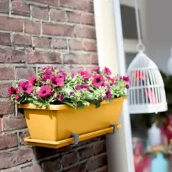 Balconnière en polypropylène jaune miel Elho Barcelona - 69,8 x 19 x 16 cm