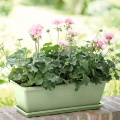 Balconnière en polypropylène vert pistache Elho Barcelona - 39,5 x 19 x 16 cm