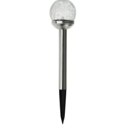 Balise solaire en verre craquelé et inox Watt & Home Perle de rosée - Ø 8 cm