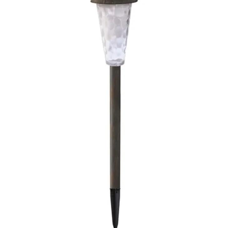 Balise solaire Lucky verre et alu marron à LED blanc 20 lumens H 50 cm