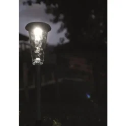 Balise solaire Lucky verre et alu marron à LED blanc 20 lumens H 50 cm