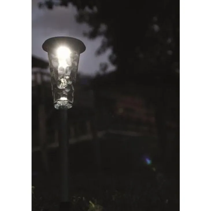 Balise solaire Lucky verre et alu marron à LED blanc 20 lumens H 50 cm