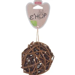 Balle en rotin foncé pour le rongeur coloris marron Ehop Zolux - Ø 10cm