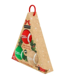 Balles de tennis de Noël pour chien avec squeaker coloris multicolore Wouapy - coffret de 3 jouets