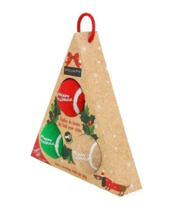 Balles de tennis de Noël pour chien avec squeaker coloris multicolore Wouapy - coffret de 3 jouets