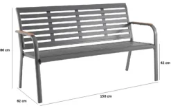 Banc de jardin 3 places en aluminium, anthracite - CREADOR MARTA