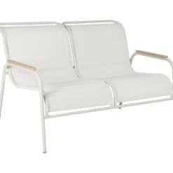 Banquette deux places en acier et toile d’extérieur gris argile Fermob Coolside - 134 x 77 x 86 cm