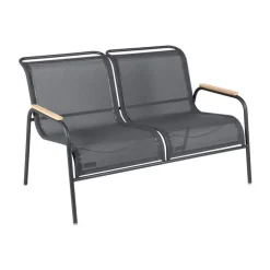 Banquette deux places en acier et toile d’extérieur coloris carbone Coolside Fermob - 134 x 77 x 86 cm