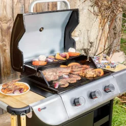 Barbecue au gaz Miami 300 avec 3 feux 9KW coloris noir - 120,8 x 59,5 x 113 cm