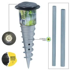 Base d'ancrage en aluminium à visser ou à sceller pour parasols, tonnelles, pieds de parasol, poteaux de hamacs et mâts de voile d'ombrage Gard&Rock - Ø 11 x 30 cm