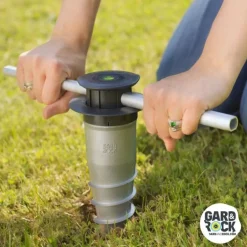 Base d'ancrage en aluminium à visser ou à sceller pour parasols, tonnelles, pieds de parasol, poteaux de hamacs et mâts de voile d'ombrage Gard&Rock - Ø 11 x 30 cm