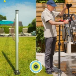 Base d'ancrage en aluminium à visser ou à sceller pour parasols, tonnelles, pieds de parasol, poteaux de hamacs et mâts de voile d'ombrage Gard&Rock - Ø 11 x 30 cm