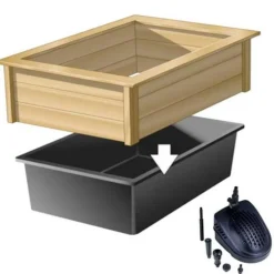 Bassin préformé Quadra Wood 1, cadre bois + pompe, UBBINK - 225L