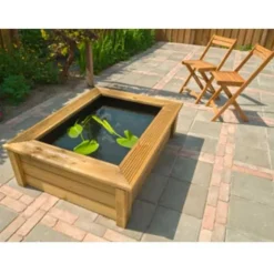 Bassin préformé Quadra Wood 1, cadre bois + pompe, UBBINK - 225L