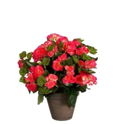 Bégonia rose artificiel en pot gris Edelman - Ø 36 x H 37 cm