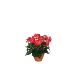 Bégonia rose foncé artificiel en pot Campana Terra H 25 x Ø 20 cm
