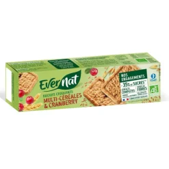 Biscuits bio Evernat multi-céréales et cranberry - 130 g