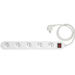Bloc 5 prises espacée coloris blanc pour intérieur - 230 V