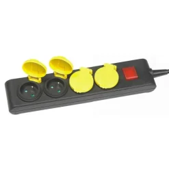 Bloc multiprise noir IPP 4 prises - 1,5 m