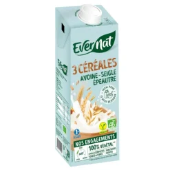 Boisson 3 céréales bio avoine, seigle, épeautre Evernat - 1 L