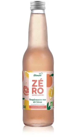 Boisson gazeuse bio Zéro sucres ajoutés pamplemousse citron Vitamont – 33 cl