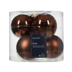 Boite 6 boules en verre Marron Kaemingk - Ø 8 cm
