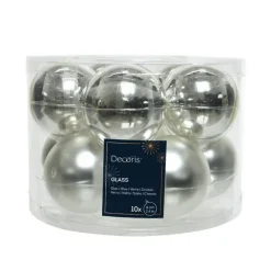 Boite de 10 boules de couleur argent brillant et mat – Ø 6 cm