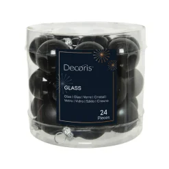 Boite de 24 mini-boules en verre brillant coloris noir - 2,5 cm