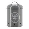 Boite de conservation pour ail en métal gris - Ø 11,7 x H 17,5 cm