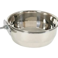 Bol à fixer en inox pour les oiseaux coloris argent Zolux – 840 ml