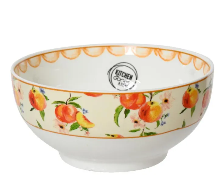 Bol à motifs de pêches en porcelaine colorée - Ø 15 x H 7 cm