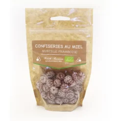 Bonbons au miel bio goût framboise et myrtille de 120 g