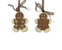 Bonhomme en pain d’épice marron en polyrésine à suspendre - 0,5 x 6 x 7,3 cm