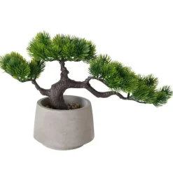 Bonsaï artificiel en pot gris - H 21 cm